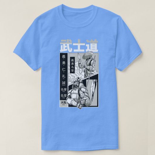 漢字日本の日本マンガCOMIカッコいいの侍 Tシャツ (デザイン正面)