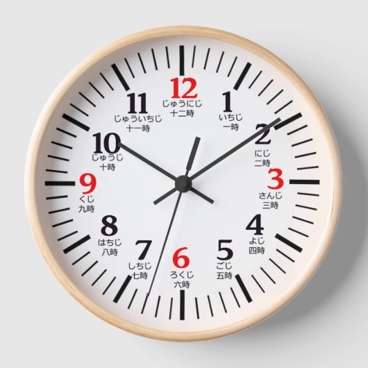 漢字日本の等級数字ウォールデコーウッドクロック 壁時計 (正面)