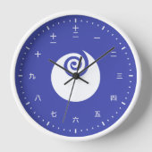 漢字顔日本国旗 壁時計 (正面)