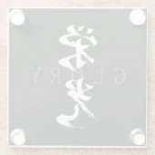漢字 栄光/エイコウ 日本の書道 ガラスコースター (裏面)
