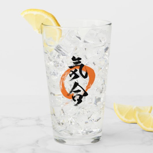 漢字 気合/気 日本の書道 タンブラーグラス (アイス正面)