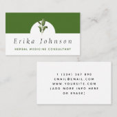 漢方医学コンサルタントのミニマリストDark Green 名刺 (正面/裏面)