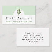 漢方薬コンサルタントのミニマリスト緑色植物 名刺 (正面/裏面)