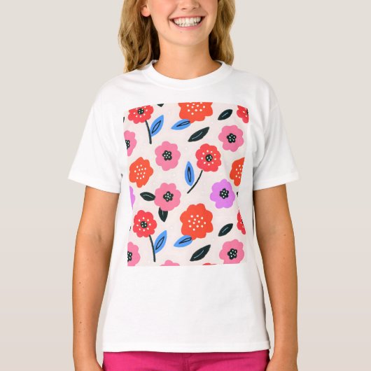 漢画 花柄 Tシャツ (正面)