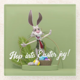 漫画うさぎイースターエッグの近くに立つ ガラスコースター