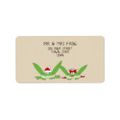 漫画おもしろいかわいいカエルのカップルモダンクリスマス ラベル (正面)