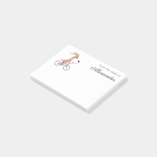 漫画おもしろいかわいい犬の子犬サイクリング自転車 ポストイット (アングル)