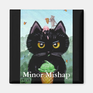 漫画おもしろいかわいい黒猫マウス制作 マグネット
