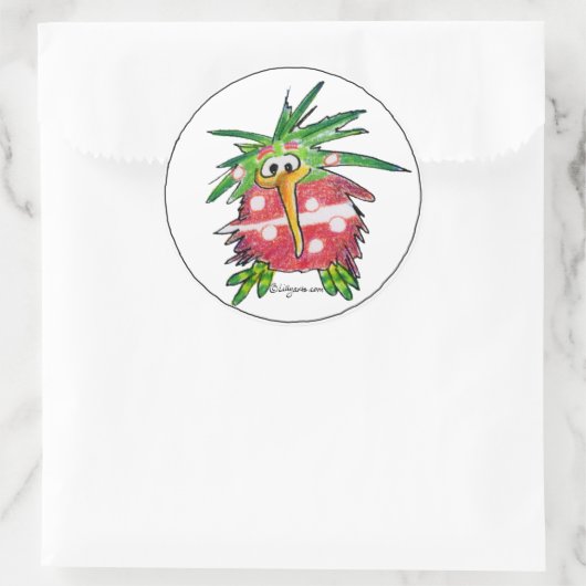 漫画おもしろいのキウイの鳥の丸いシール ラウンドシール (バッグ)