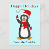 漫画おもしろいのクリスマスペンギン。 シーズンポストカード (正面)