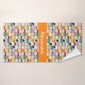 漫画おもしろいのコラージュ猫オモダンレンジモノグラム バスタオル (バスタオル)