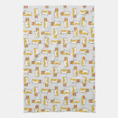 漫画おもしろいのコーギ模様 キッチンタオル (縦)