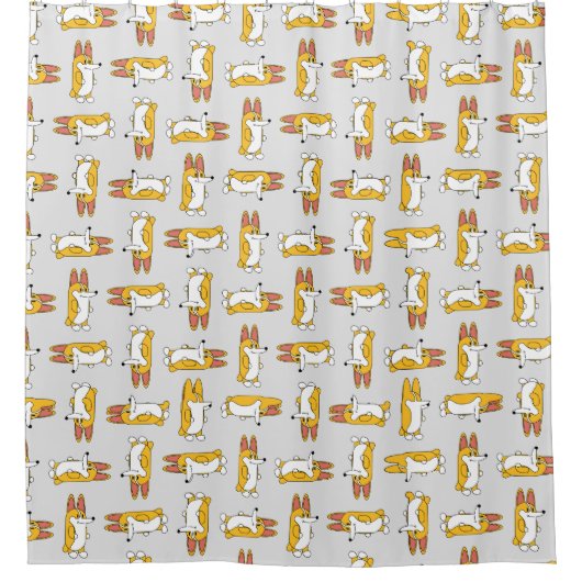 漫画おもしろいのコーギ模様 シャワーカーテン (正面)