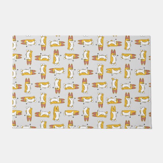 漫画おもしろいのコーギ模様 ドアマット (正面)