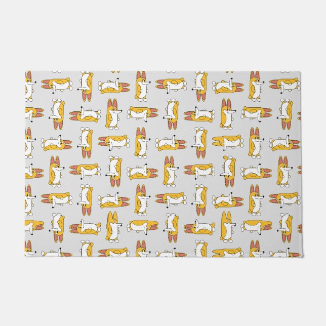 漫画おもしろいのコーギ模様 ドアマット (正面)