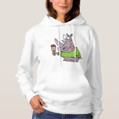 漫画おもしろいのサイ食べノのアイスクリームかわいい動物 パーカ (正面)