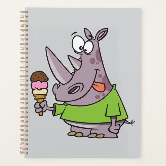 漫画おもしろいのサイ食べノのアイスクリームかわいい動物 プランナー手帳 (正面)