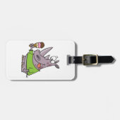 漫画おもしろいのサイ食べノのアイスクリームかわいい動物 ラゲッジタグ (正面横)