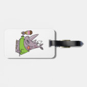 漫画おもしろいのサイ食べノのアイスクリームかわいい動物 ラゲッジタグ (裏面横)