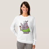 漫画おもしろいのサイ食べノのアイスクリームかわいい動物 Tシャツ (正面フル)