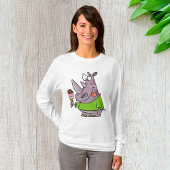 漫画おもしろいのサイ食べノのアイスクリームかわいい動物 Tシャツ