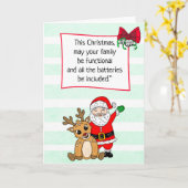 漫画おもしろいのサンタとトナカイのクリスマス カード (黄色い花)