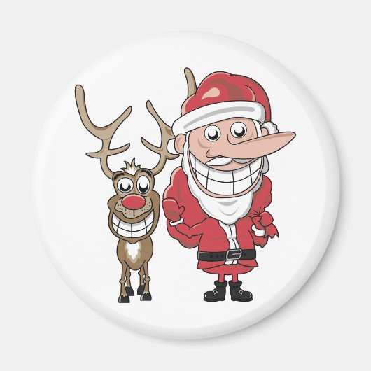 漫画おもしろいのサンタとルドルフ マグネット (正面)