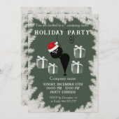 漫画おもしろいのサンタ猫の休日パーティー企業の 招待状 (正面/裏面)