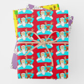 漫画おもしろいのサンタ、トナカイとトイレ転が ラッピングペーパーシート (インサイチュ)