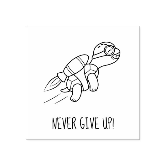 漫画おもしろいのジェットパックやる気を起こさせる亀 ラバースタンプ (インプリント)