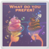 漫画おもしろいのステッカーのアイスクリームやる気を起こさせる シール (正面)