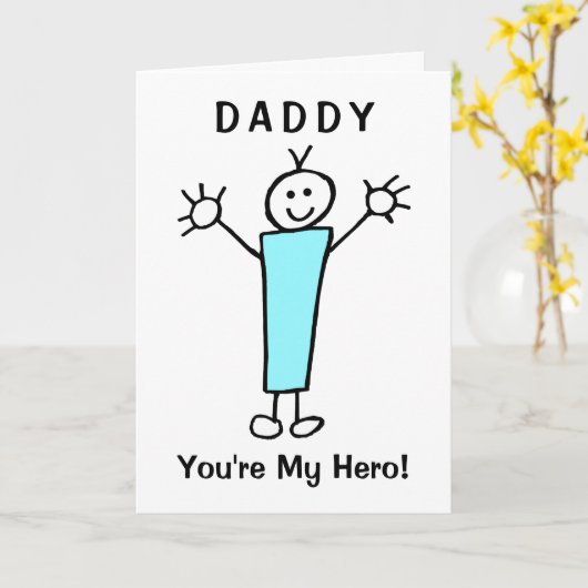 漫画おもしろいのパパのヒーローブルー父の日 カード (黄色い花)