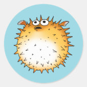 漫画おもしろいのフグデザイン ラウンドシール (正面)