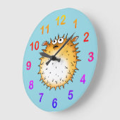 漫画おもしろいのフグデザイン ラージ壁時計 (傾斜)