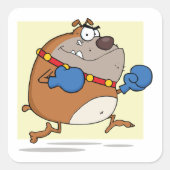 漫画おもしろいのブルドッグボクサー犬 スクエアシール (正面)