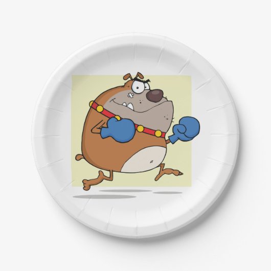 漫画おもしろいのブルドッグボクサー犬 ペーパープレート (正面)