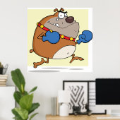 漫画おもしろいのブルドッグボクサー犬 ポスター (ホームオフィス)