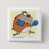 漫画おもしろいのブルドッグボクサー犬 缶バッジ (正面)