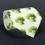 漫画おもしろいのブロッコリーは健康的な食品 ネクタイ<br><div class="desc">漫画おもしろいのブロッコリーキャラクターと困惑した視線と舌を突き出したブロッコリーのネクタイ。健康な食べ物もおもしろいになる。</div>