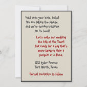 漫画おもしろいの写真顔結婚式の日付を保存 招待状 (裏面)