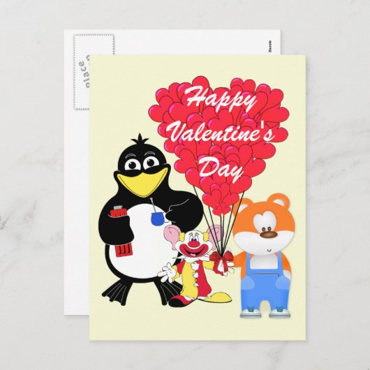 漫画おもしろいの子供バレンタイン シーズンポストカード (正面/裏面)