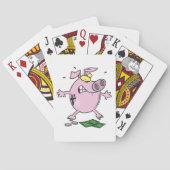 漫画おもしろいの子豚の銀行がお金を失う トランプ (裏面)