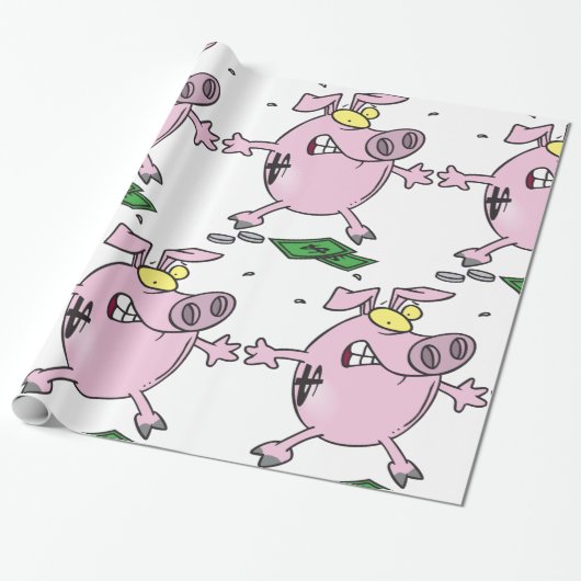 漫画おもしろいの子豚の銀行がお金を失う ラッピングペーパー (アンロールド)
