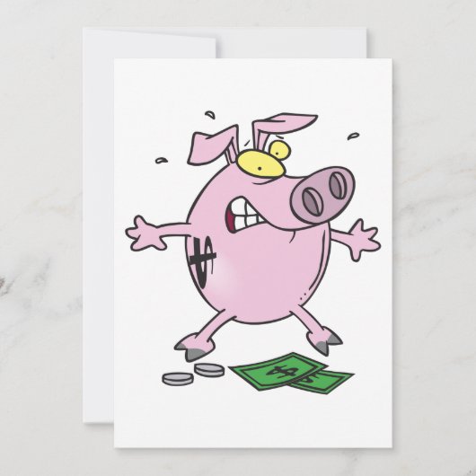 漫画おもしろいの子豚の銀行がお金を失う 招待状 (正面)