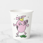 漫画おもしろいの子豚の銀行がお金を失う 紙コップ (正面)