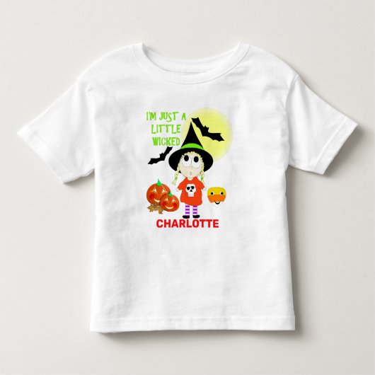 漫画おもしろいの小さな邪悪な魔女ハロウィーン トドラーTシャツ (正面)