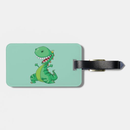 漫画おもしろいの恐竜が轟音を上げるTレックス ラゲッジタグ (裏面横)