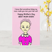 漫画おもしろいの最高の母の日 カード (黄色い花)