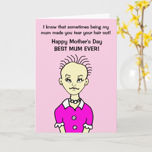 漫画おもしろいの最高の母の日 カード (黄色い花)