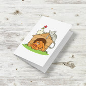 漫画おもしろいの犬の猫と鶏の犬小屋 カード